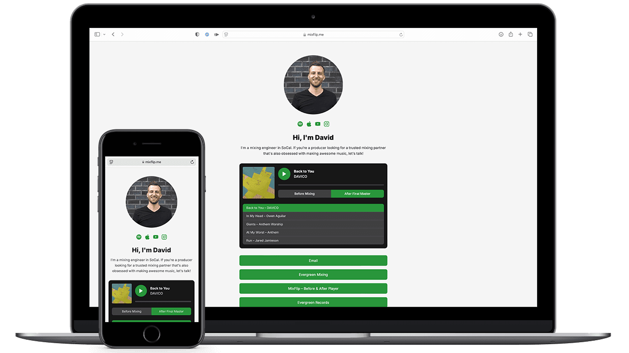 Landing Pages for mixing engineers