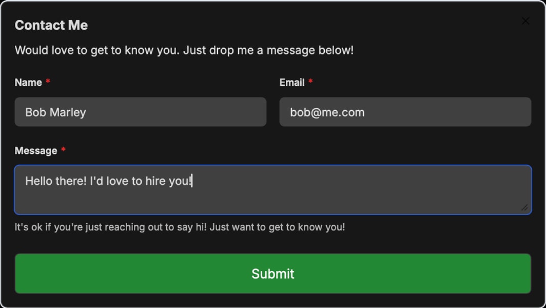 Custom Contact Forms on MixFlip Landing Page